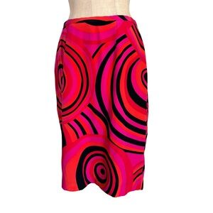 vintage silk skirt geometric pattern bright colored a line midi skirt y2k